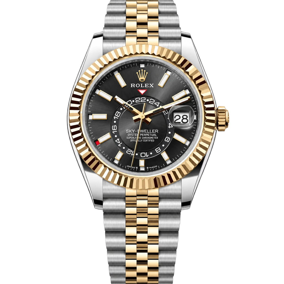 Rolex Sky Dweller 336933-0004 Oystersteel Yellow Gold Bright Black Dial 42mm Men’s Watch