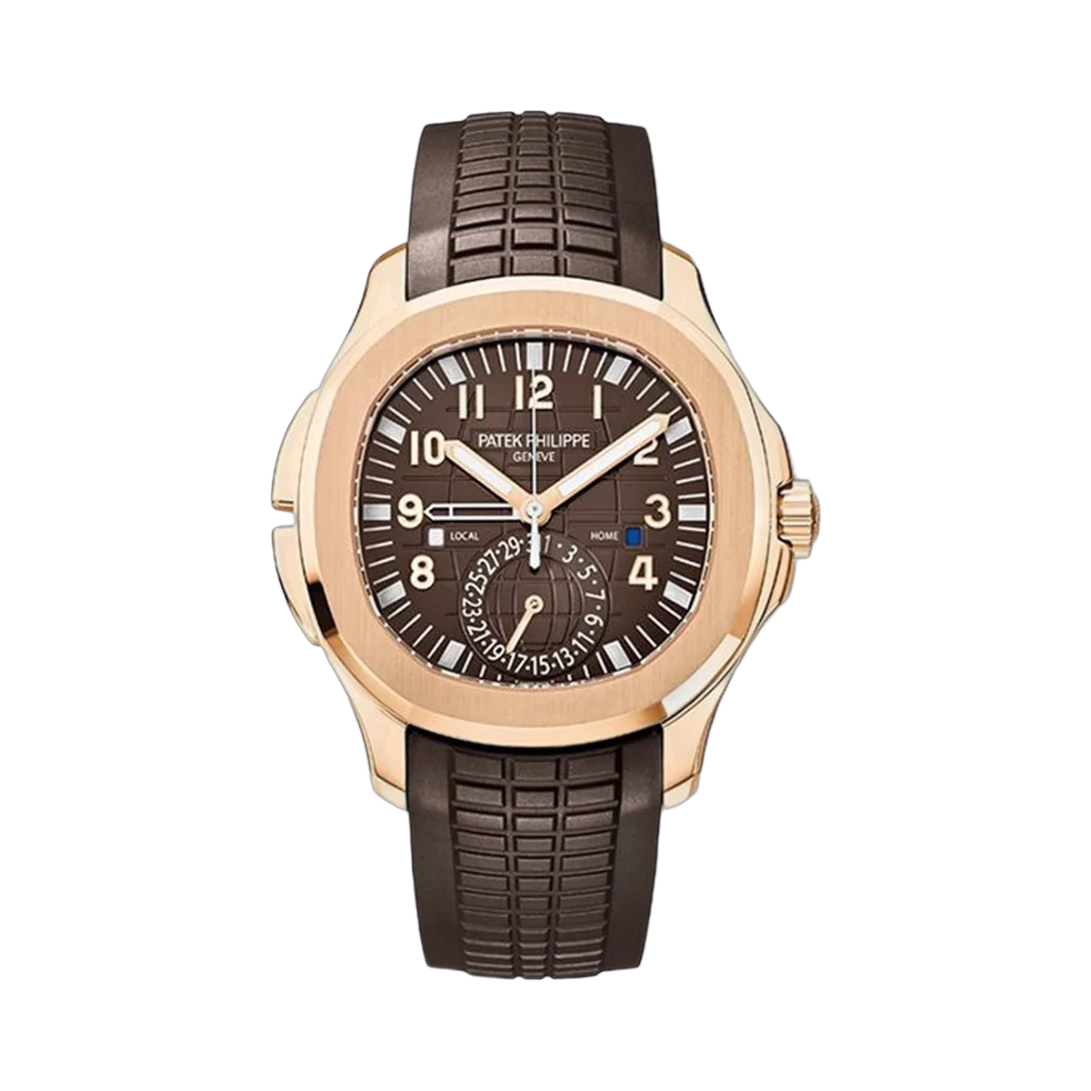 Patek Philippe Aquanaut 5164R-001 Brown Dial Travel Time 40.8mm 18K Rose Gold Brown Rubber Straps
