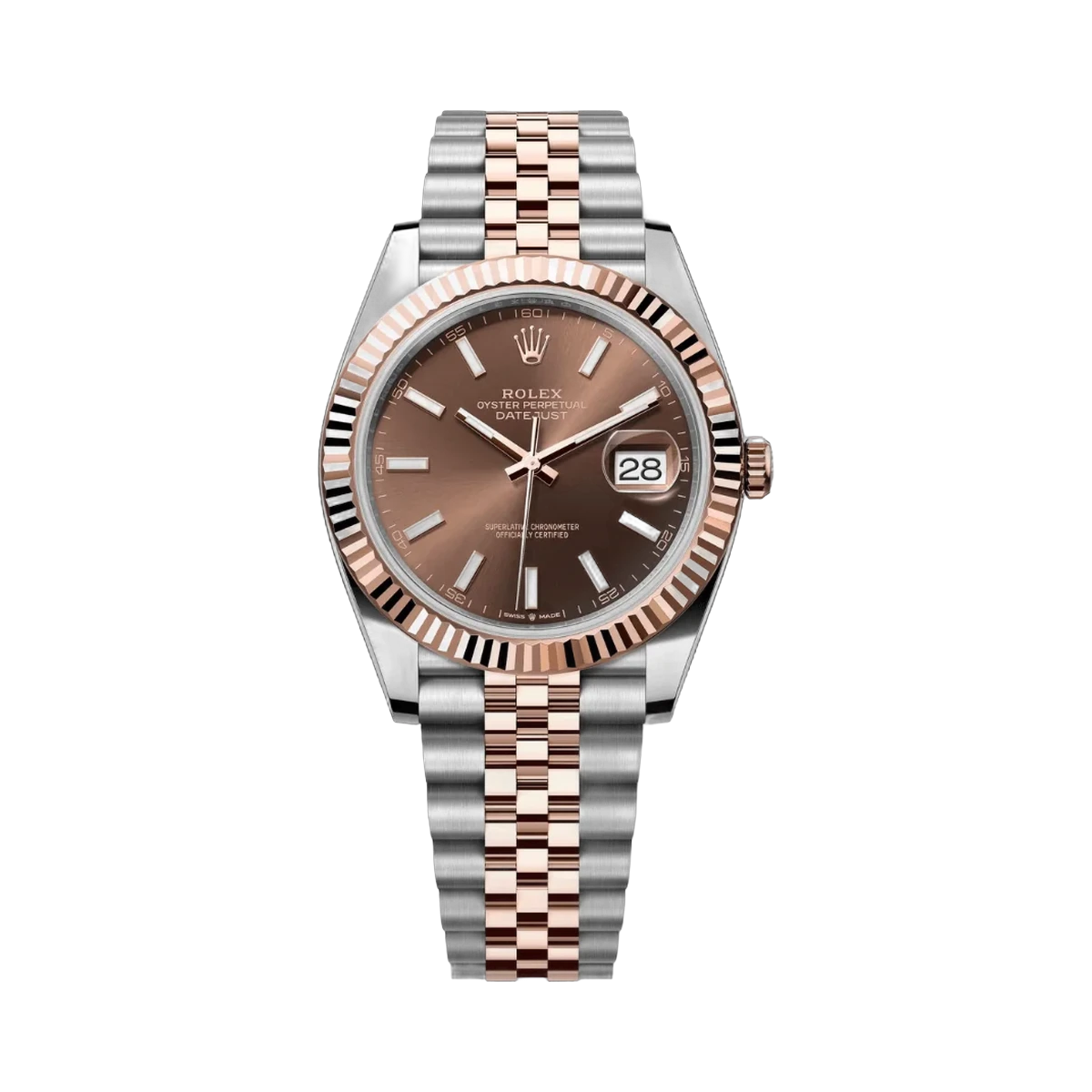 Rolex Datejust m126331-0002 Oyster Perpetual 18K Everose Gold 41Mm Chocolate Index Dial Men's Watch