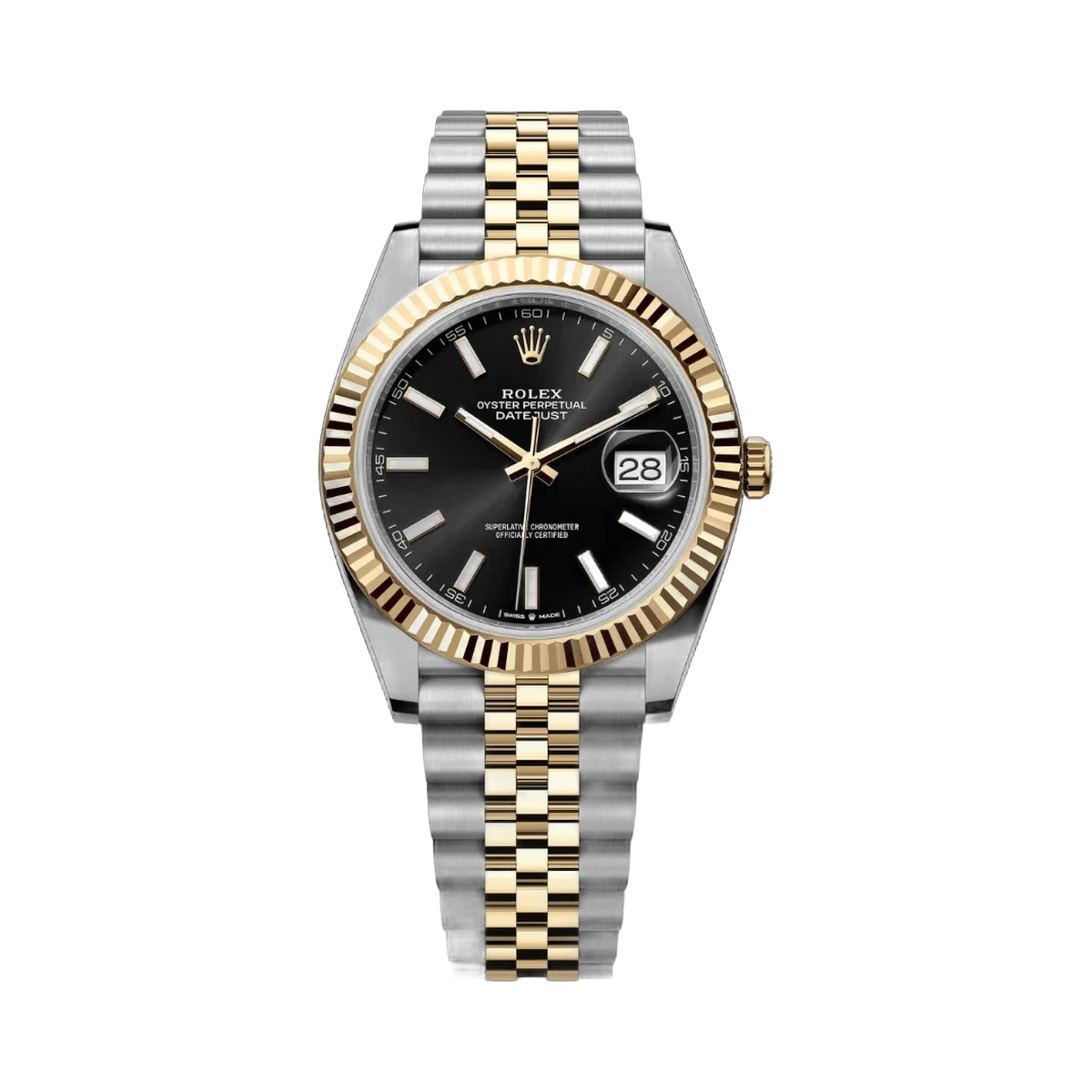 Rolex Datejust 126333-0014 Oystersteel 18Kt Yellow Gold 41mm Black Index Dial Men's Watch