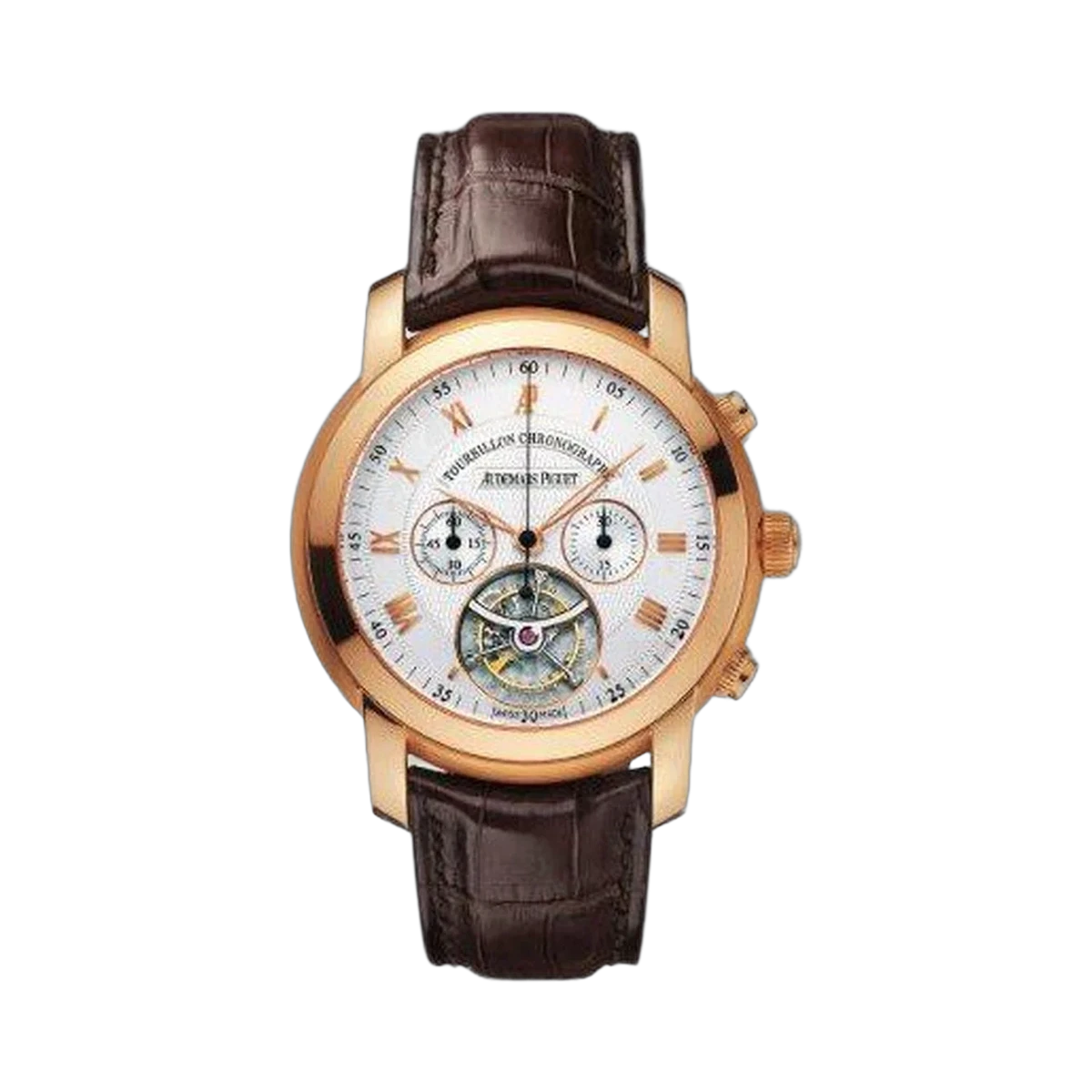 Audemars Piguet Jules Audemars Tourbillon 18 Karat Roségold 43mm Silbernes Zifferblatt Herrenuhr