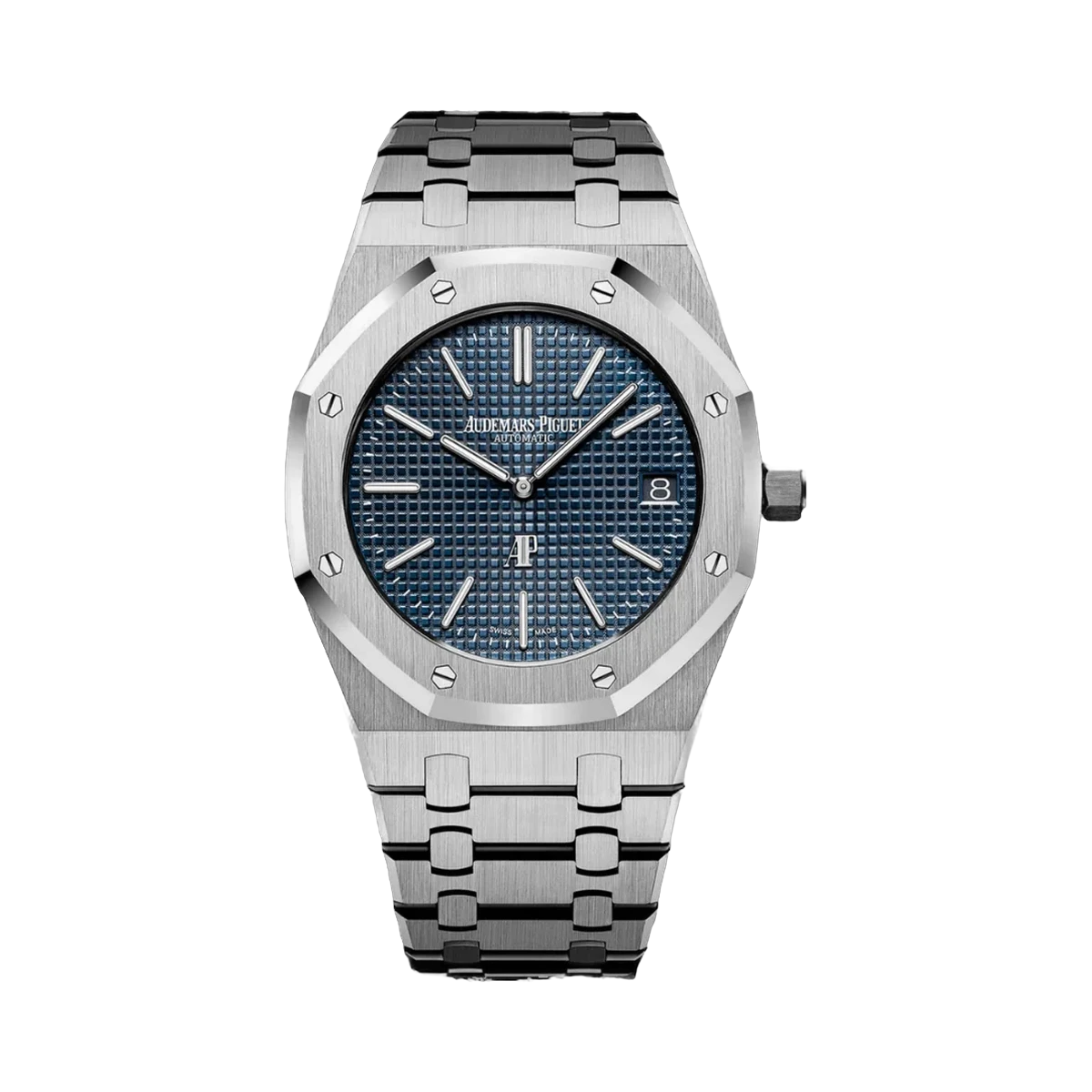 Audemars Piguet Royal Oak 15202ST.OO.1240ST.01.A Jumbo Extraflache Herrenuhr aus Edelstahl, 39 mm, blaues Index-Zifferblatt