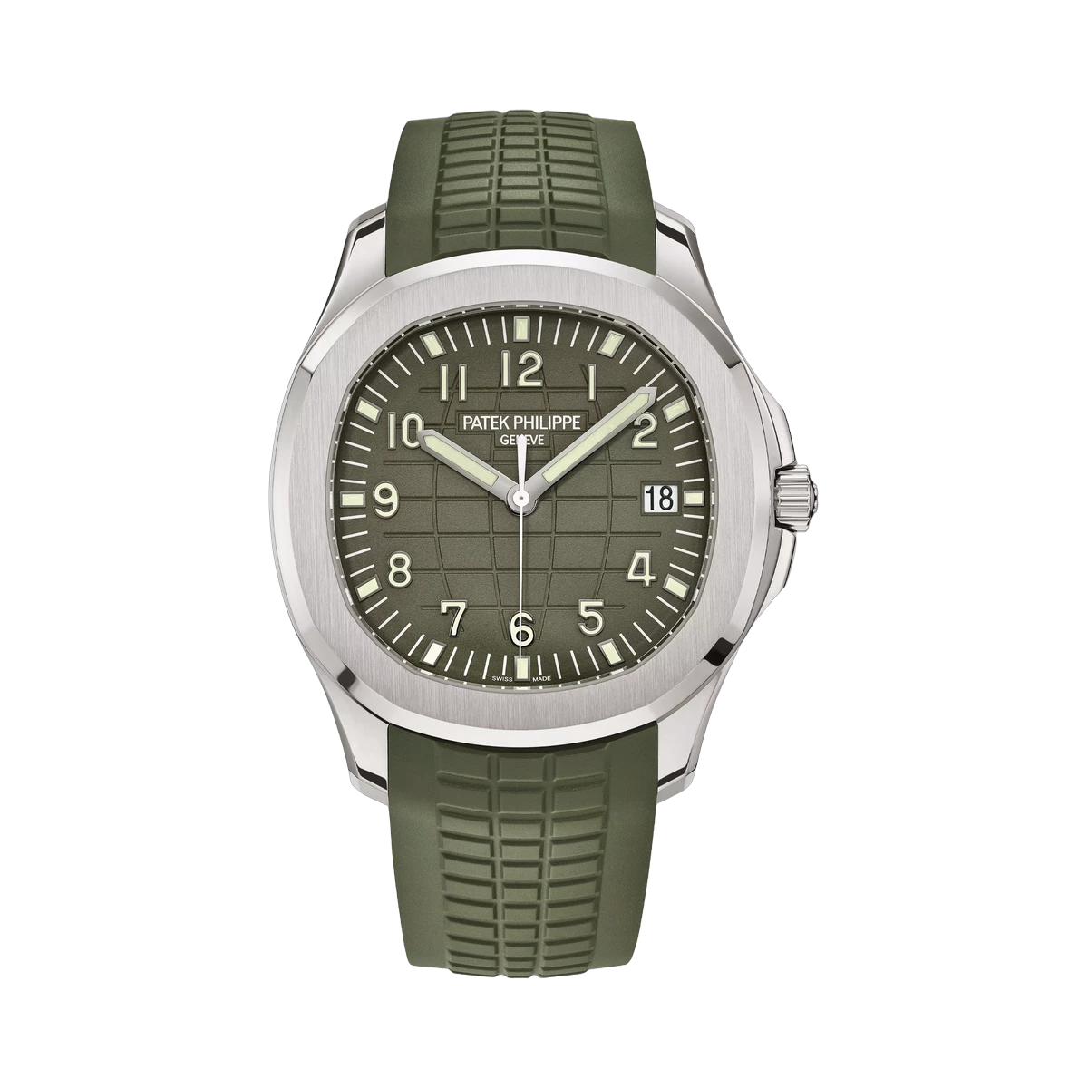 Patek Philippe Aquanaut 5168G-010 Jumbo Khaki Green Dial 18K White Gold Khaki Green Rubber Strap