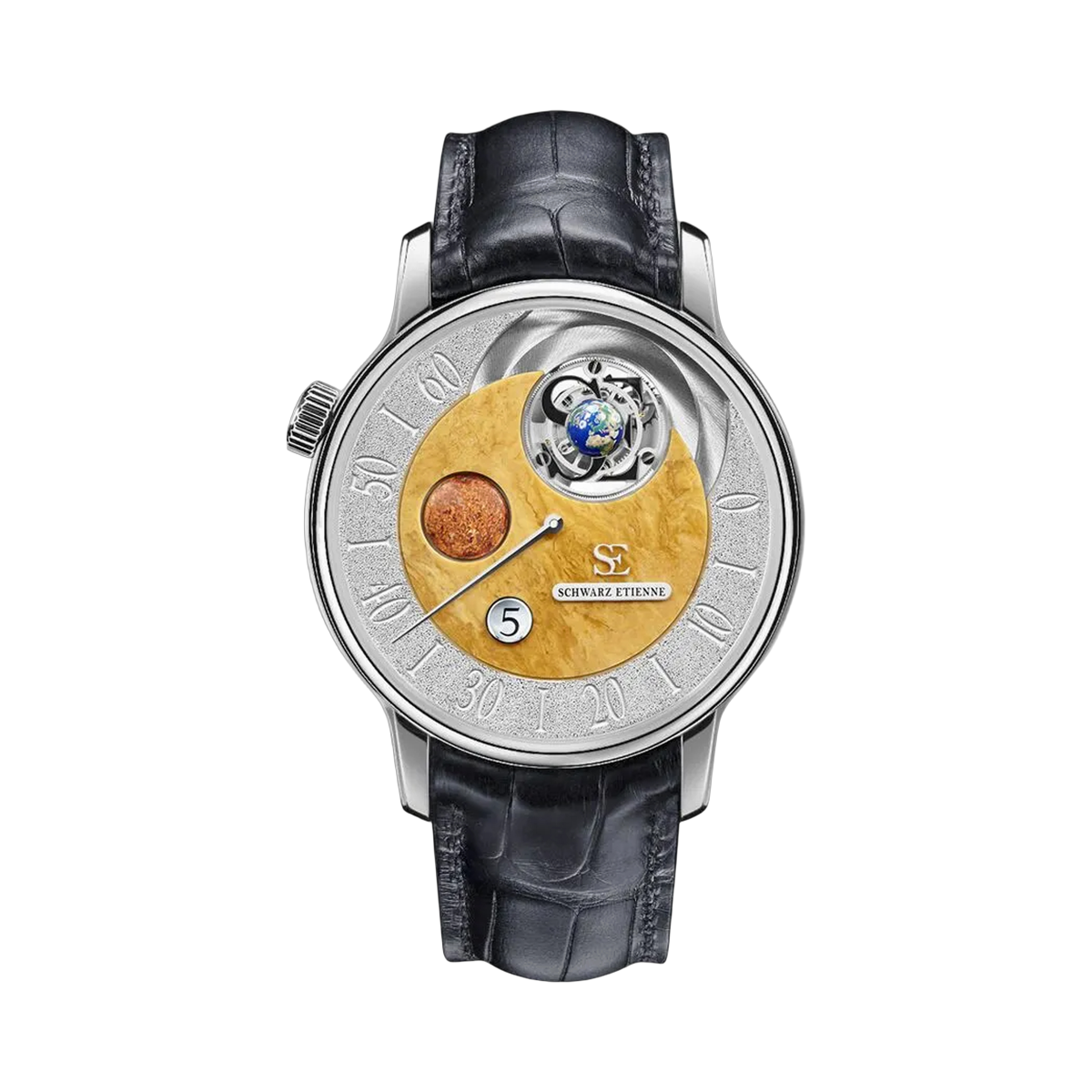 Schwarz Etienne Soleil Tourbillon Yellow Jasper Dial WCF20TJSUWG01AA 50mm 18K White Gold