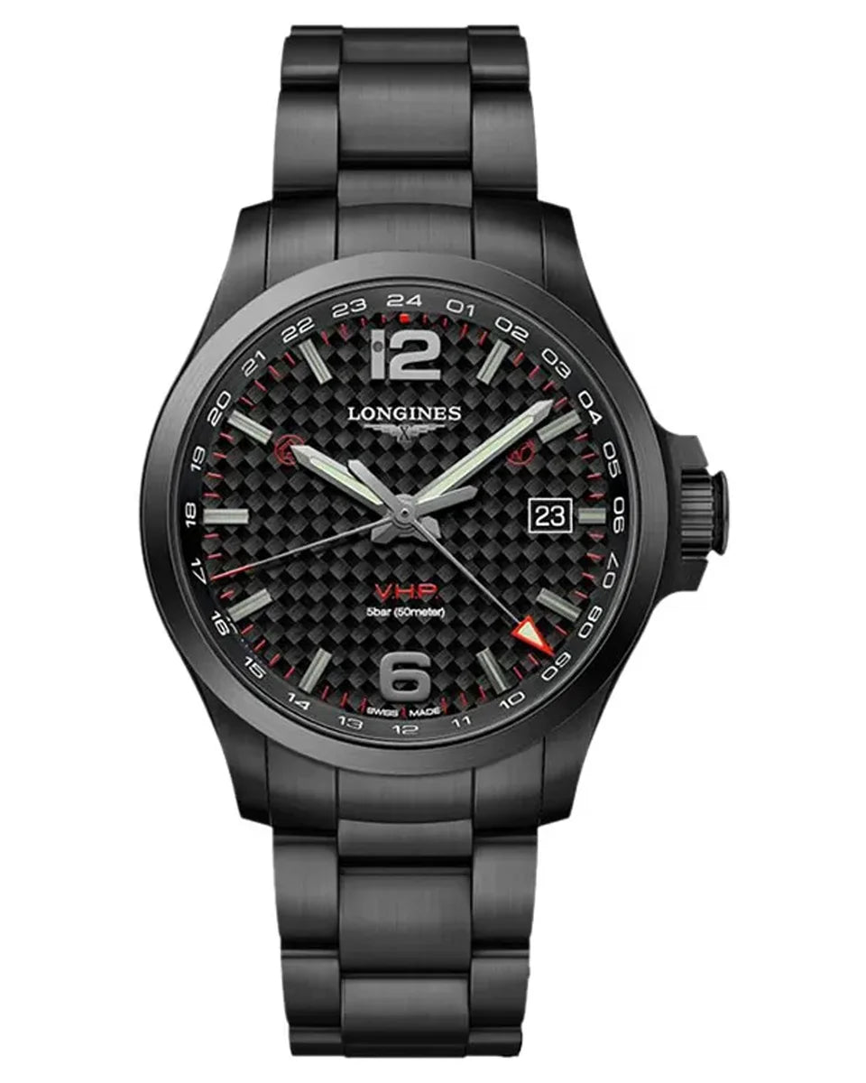 Longines Conquest VHP L3.728.2.66.6 Quartz Black Dial 43mm Stainless Steel