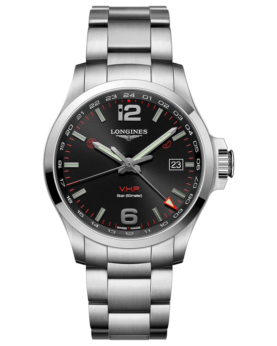 Longines Conquest VHP L3.728.4.56.6 GMT 43mm Black Dial Stainless Steel