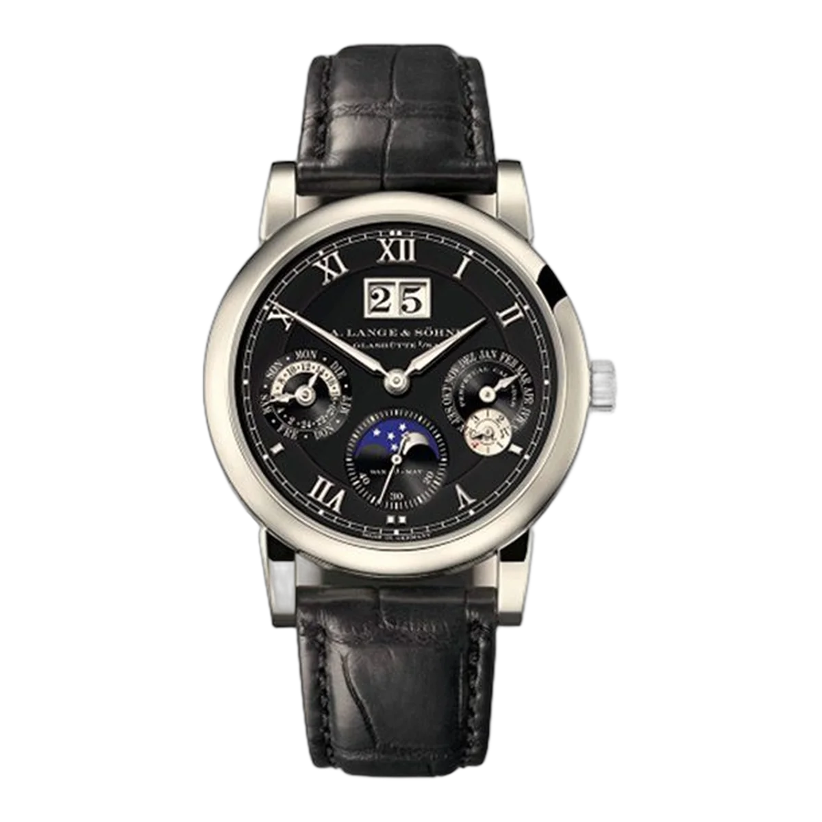 A Lange & Sohne Langematik 310.026 Perpetual Calendar 38.5Mm 18Kt White Gold Black Leather Straps Unisex Watch – additional product photo 7