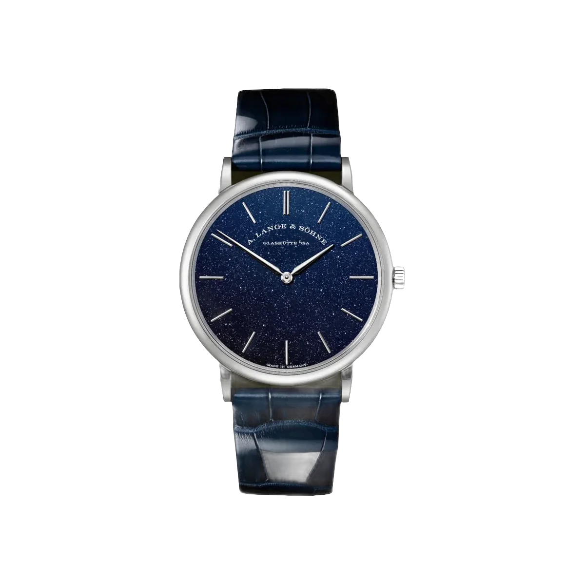 A. Lange & Sohne Saxonia 205.086 Thin White Gold Copper-Blue Dial 39mm Unisex Watch