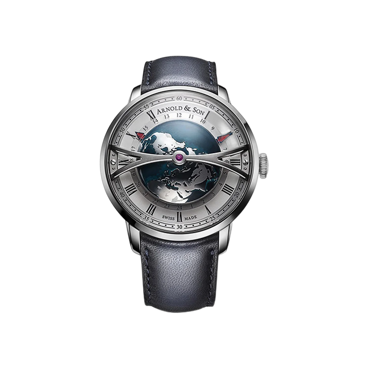 Arnold & Son Globetrotter 1WTAS.S01A.D137S Stainless Steel 45mm Silver Dial Men's Watch