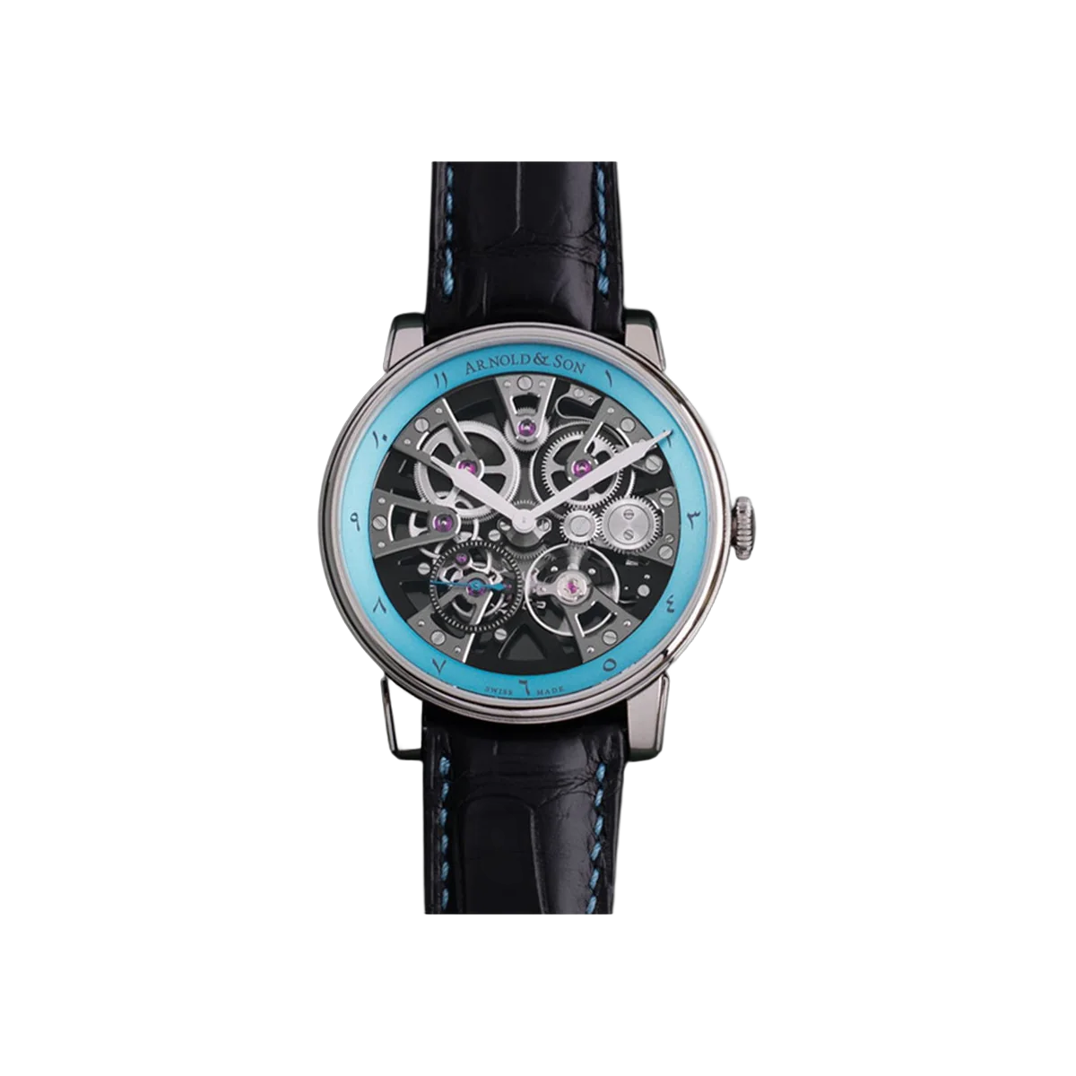 Arnold & Son Nebula 1.NEAS.U04A.C216S Stainless Steel 41.5mm Turquoise Skeleton Arabic Dial Men's Watch