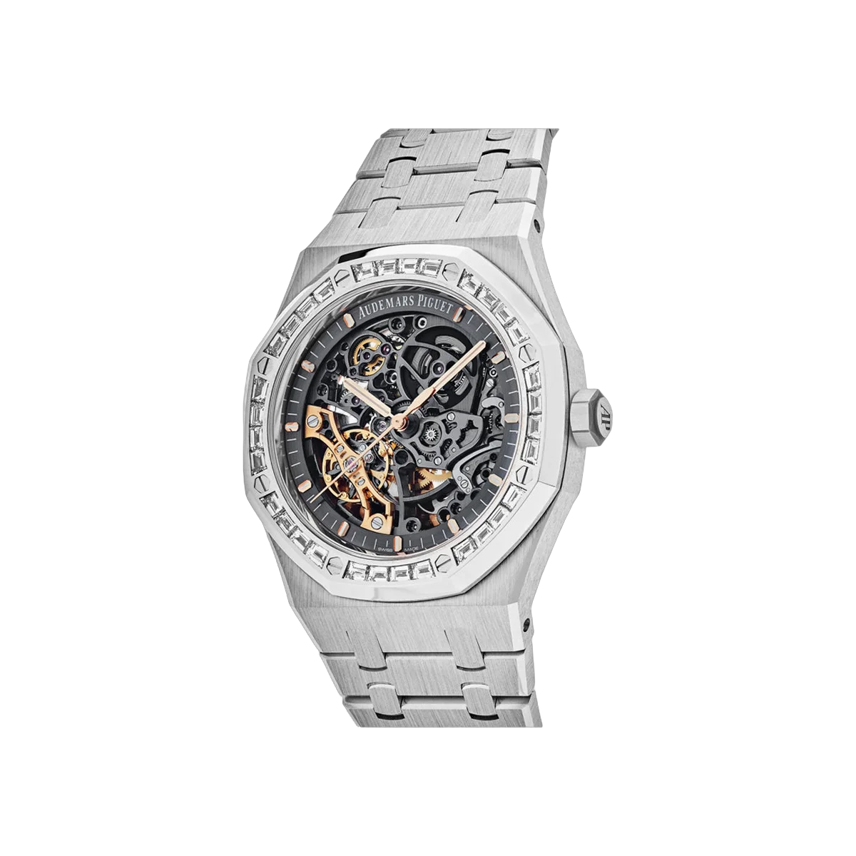 Audemars Piguet Royal Oak 15412BC.ZZ.1220BC.01 Double Balance Wheel White Gold Baguette-cut Diamond Bezel 41mm Skeleton Dial Men's Watch – additional product photo 2