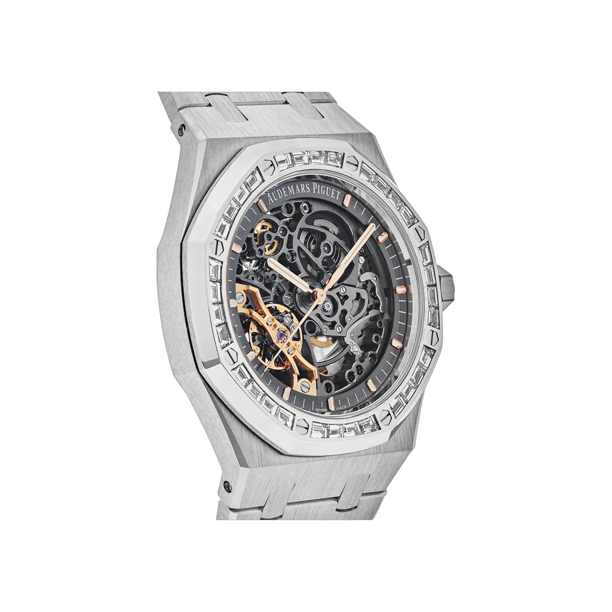 Audemars Piguet Royal Oak 15412BC.ZZ.1220BC.01 Double Balance Wheel White Gold Baguette-cut Diamond Bezel 41mm Skeleton Dial Men's Watch – additional product photo 3