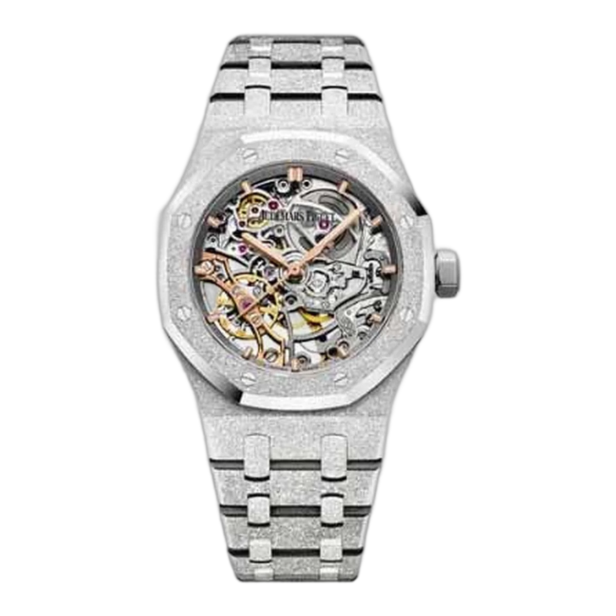 Audemars Piguet Royal Oak 15466BC.GG.1259BC.01 Double Balance Wheel Openworked Frosted 18Kt White Gold 37Mm Men's Watch