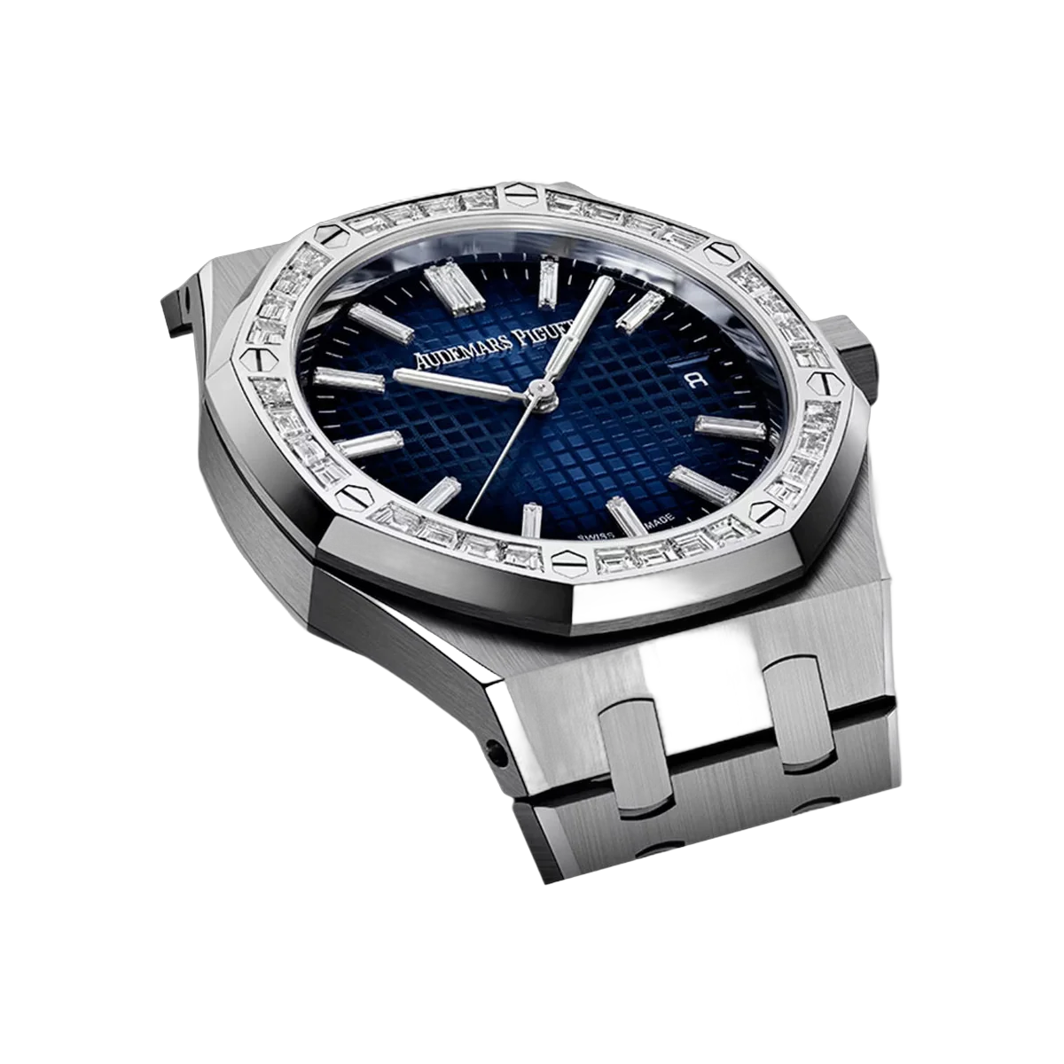 Audemars Piguet Royal Oak 15551BC.ZZ.1356BC.01 White Gold Diamond Bezel Blue Dial 37mm Ladies Watch – additional product photo 2