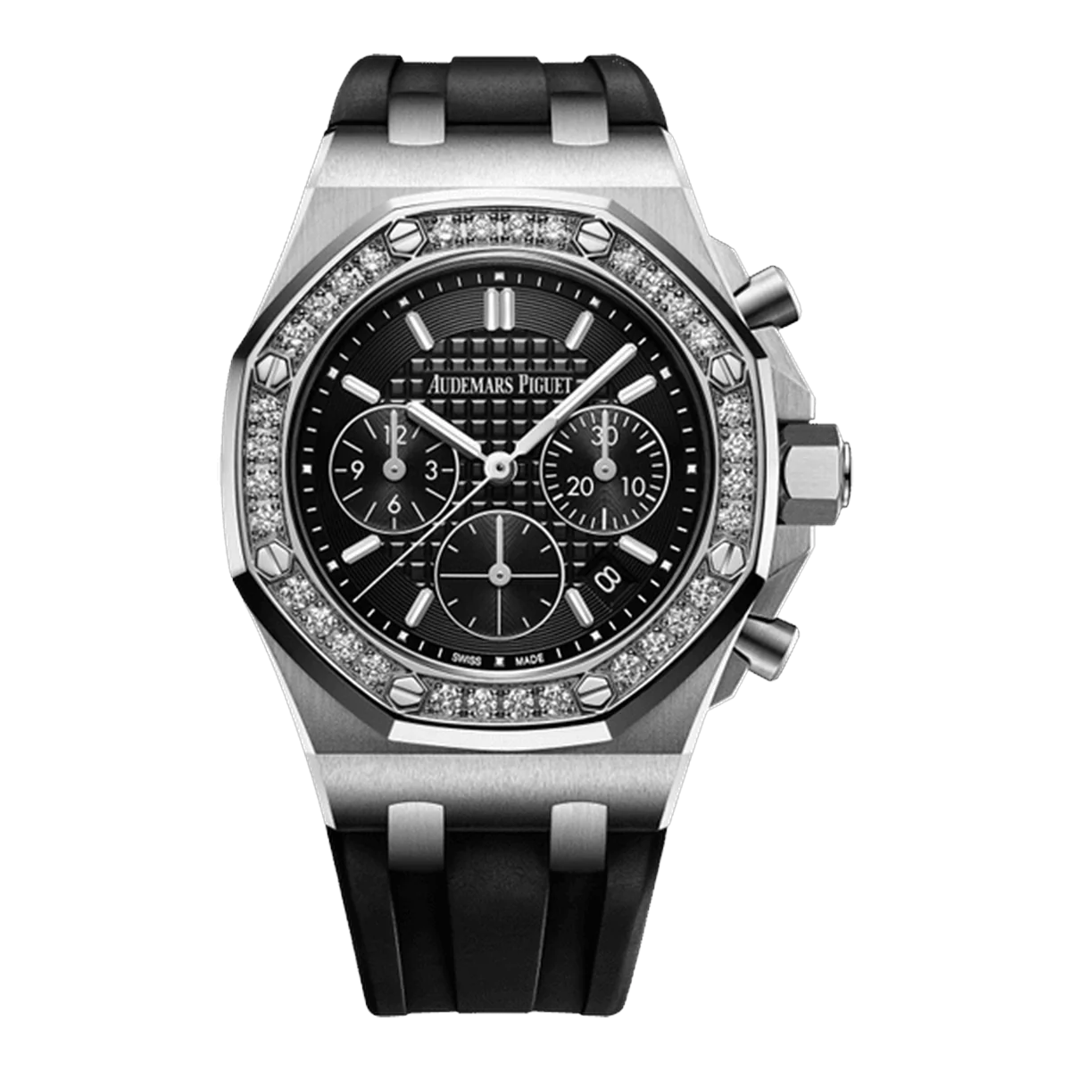 Audemars Piguet Royal Oak 26231St.Zz.D002Ca.01 Offshore Chronograph Black Dial Gem-Set Bezel 37Mm Stainless Steel Ladies Watch