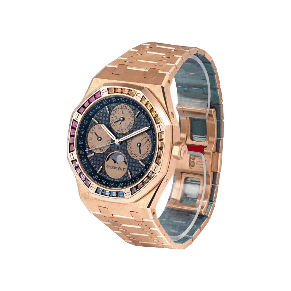 Audemars Piguet Royal Oak 26614OR.YY.1220OR.01 Perpetual Calendar Ltd Edition Rose Gold Black Dial Rainbow Bezel 41mm Men's Watch – additional product photo 3
