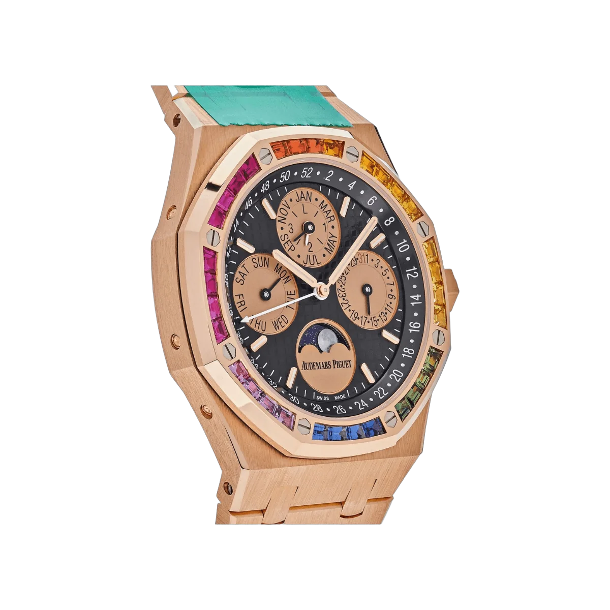 Audemars Piguet Royal Oak 26614OR.YY.1220OR.01 Perpetual Calendar Ltd Edition Rose Gold Black Dial Rainbow Bezel 41mm Men's Watch – additional product photo 4