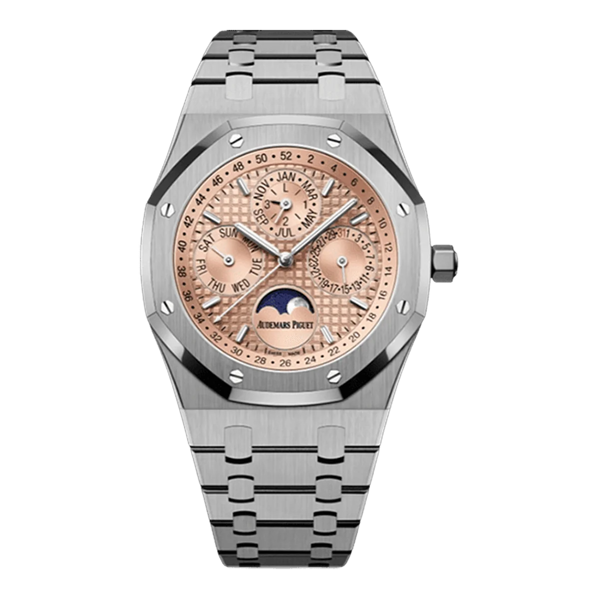 Audemars Piguet Royal Oak 26615TI.OO.1220TI.01 Salmon Dial Perpetual Calendar Limited Edition 41Mm Titanium Men's Watch