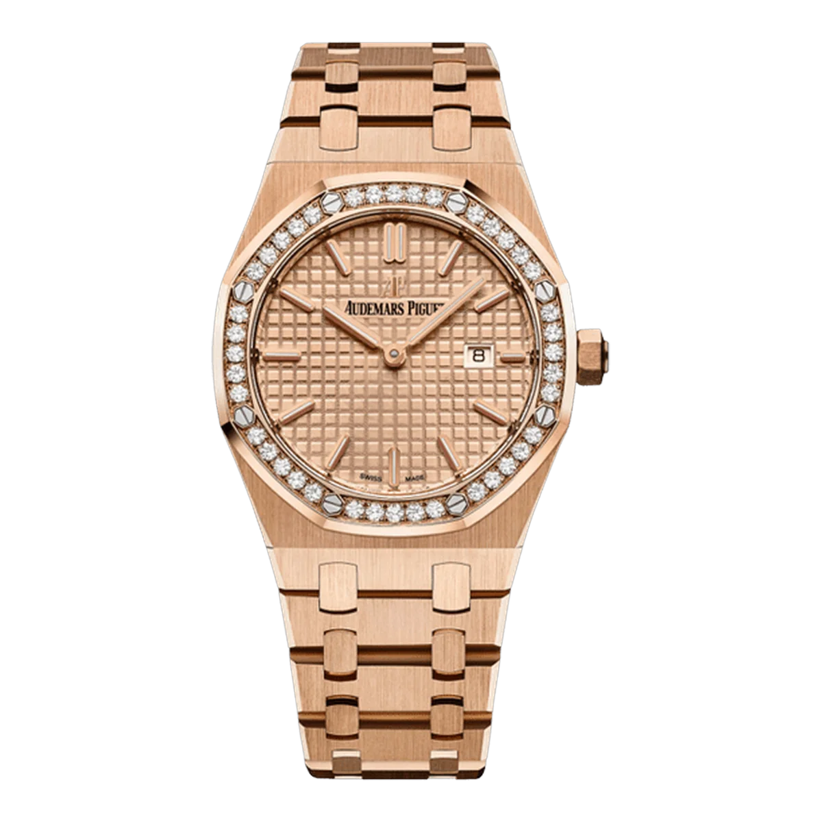 Audemars Piguet Royal Oak 67651Or.Zz.1261Or.03 Gold Index Dial 33Mm 18Kt Rose Gold Ladies Watch