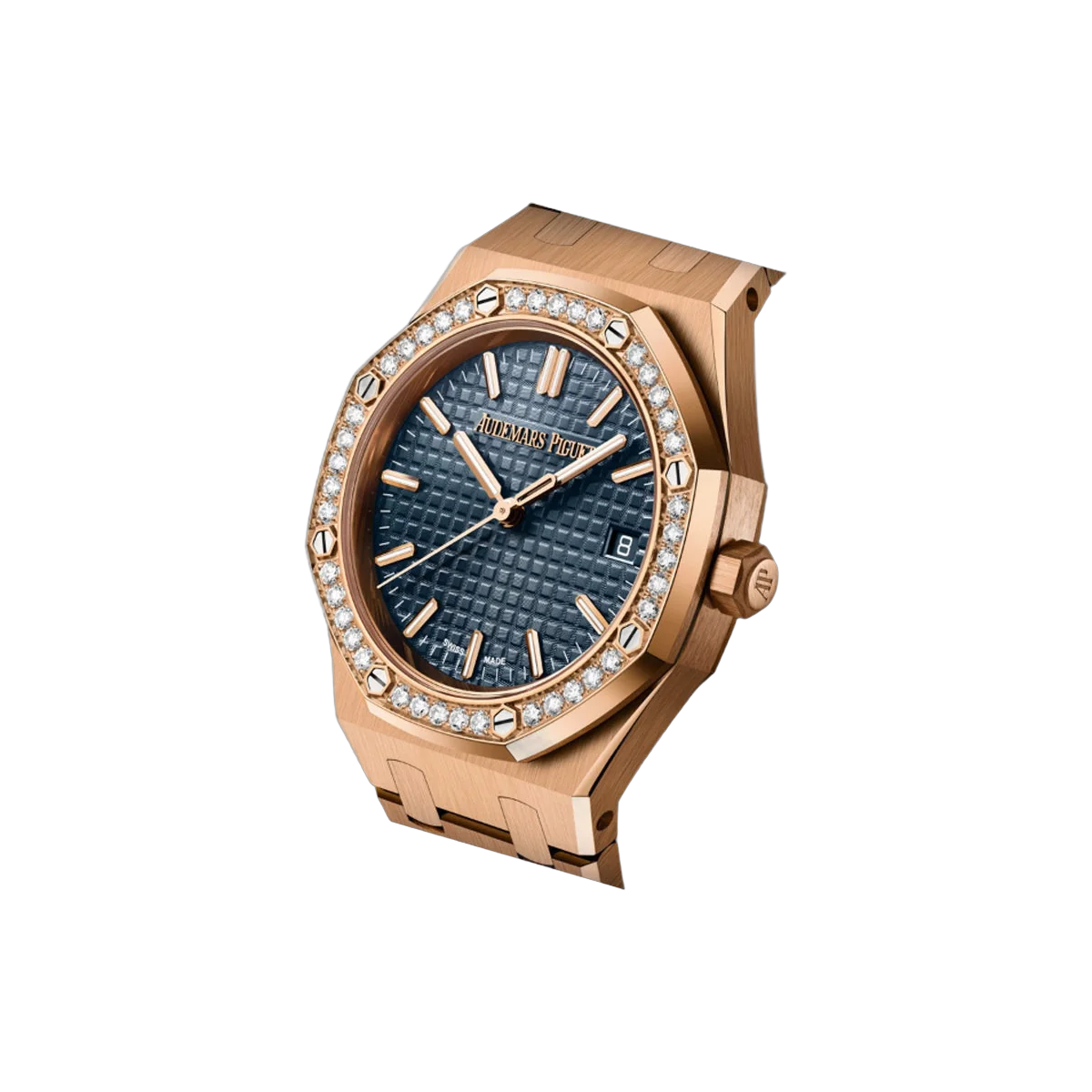 Audemars Piguet Royal Oak 77451OR.ZZ.1361OR.04 Rose Gold Blue Dial 34mm Diamond Bezel – additional product photo 3