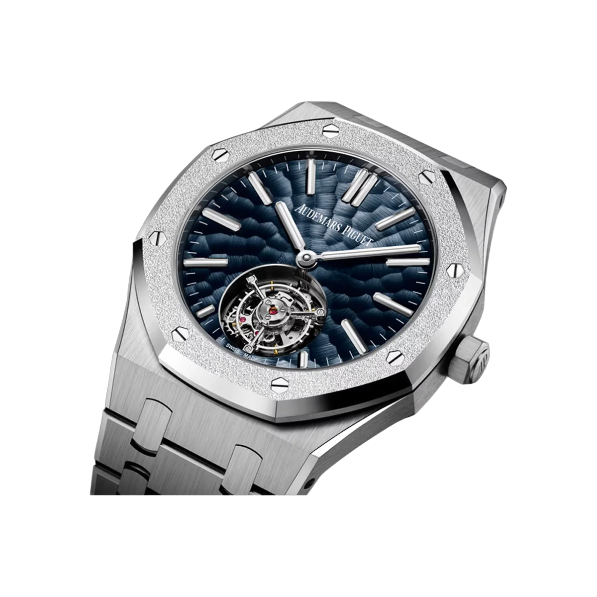 Audemars Piguet Royal Oak Flying Tourbillon 26730BC.GG.1320BC.01 White Gold Frosted Bezel 41mm Blue Dimpled Dial Men's Watch – additional product photo 2