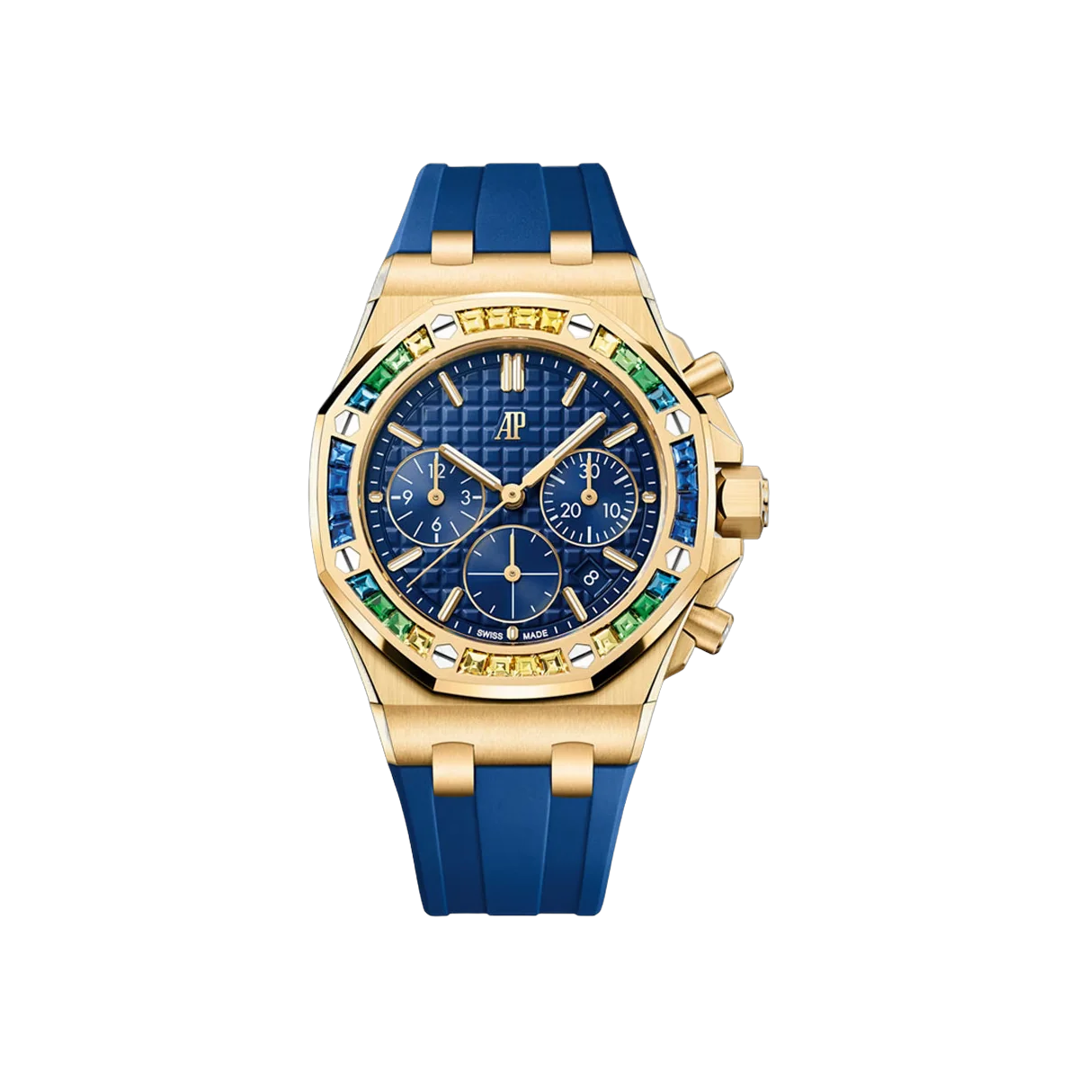 Audemars Piguet Royal Oak Offshore 26236BA.YY.D346CA.01 Yellow Gold Sapphire Bezel 37mm Blue Dial Unisex Watch