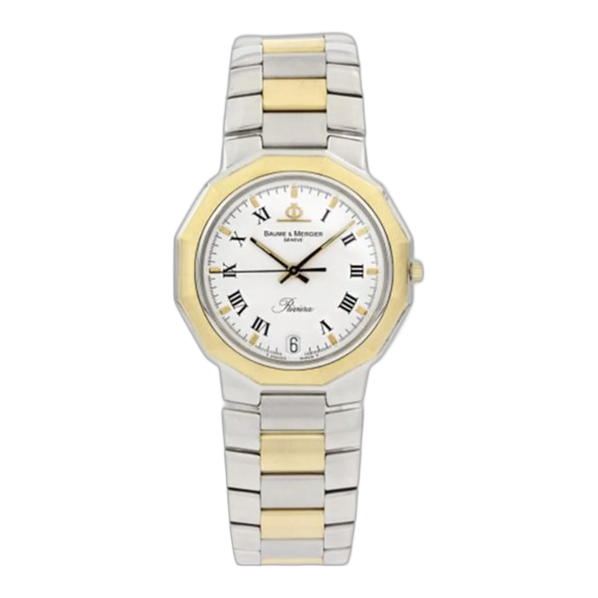 Baume & Mercier Riviera 5131.038 White Roman Dial 34Mm 2-Tone 18K Yell