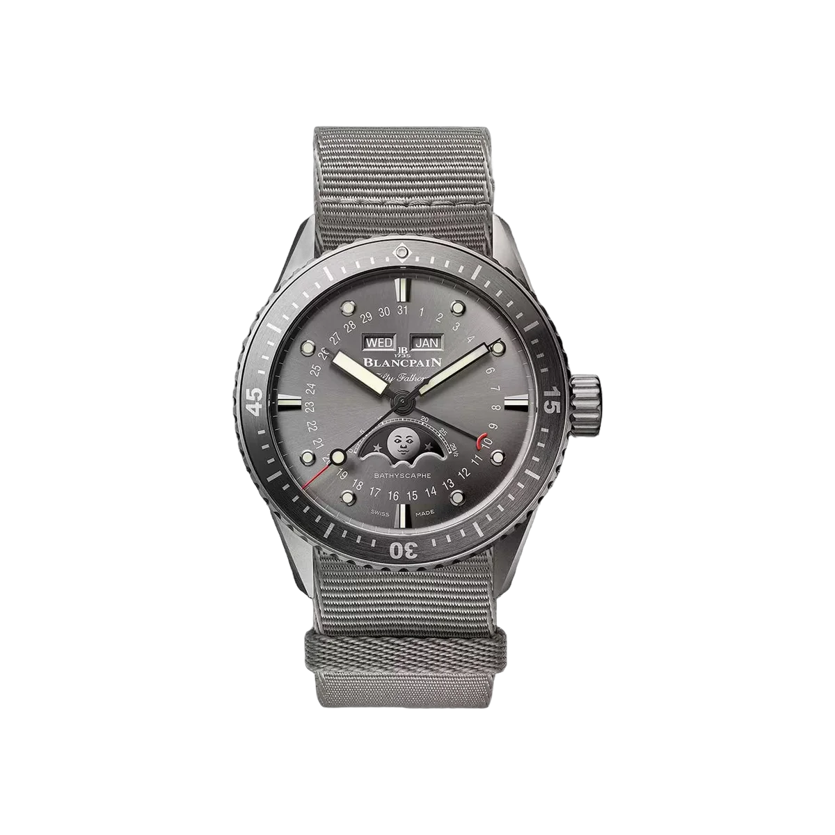 Blancpain Fifty Fathoms Bathyscaphe Quantième Complet Phases de Lune 5054 1210 NAGA Titanium 43mm Anthracite Dial Men's Watch