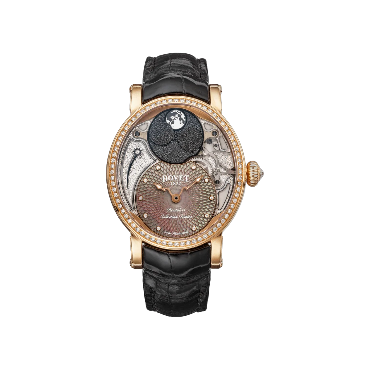 Bovet Dimier Recital 11 R110001-SD1 Miss Alexandra Moon Phase Pink Gold 41mm Silver Dial Womens Watch