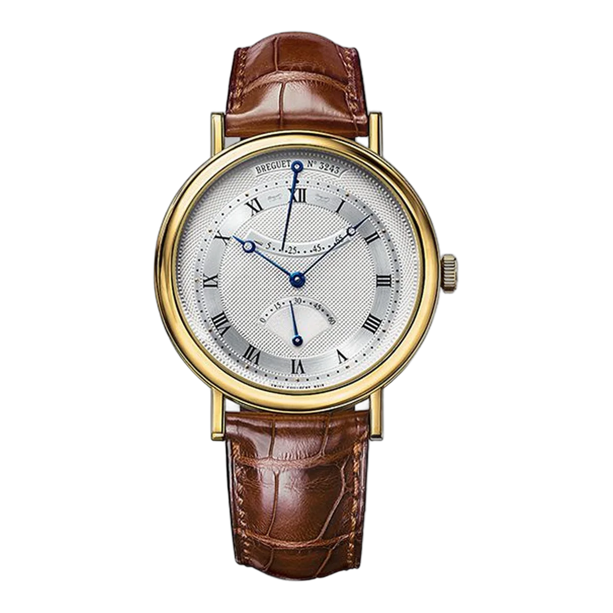 Breguet Classique 5207Ba/12/9V6 Silver Roman Dial Automatic 36Mm 18K Yellow Gold Unisex Brown Leather Straps Watch