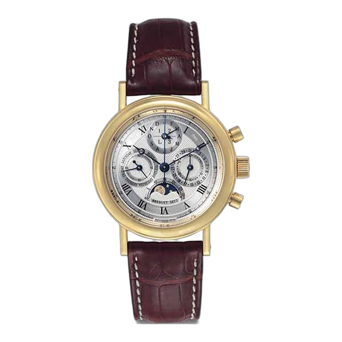 Breguet Classique 5617Ba/1E/9V6 Perpetual Calendar Chronograph Moonphase 38Mm 18K Yellow Gold Brown Leather Straps Men's Watch