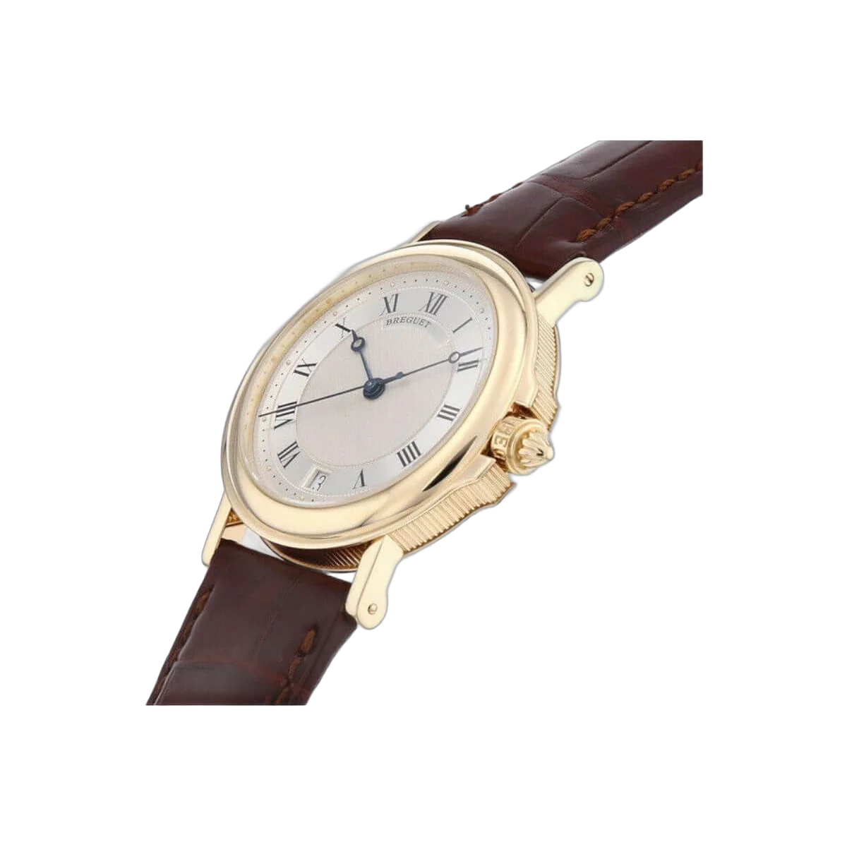Breguet Marine 3400BA/12/996 Silver Roman Dial Automatic 35.5Mm 18K Yellow Gold Brown Leather Straps Unisex Watch – additional product photo 4