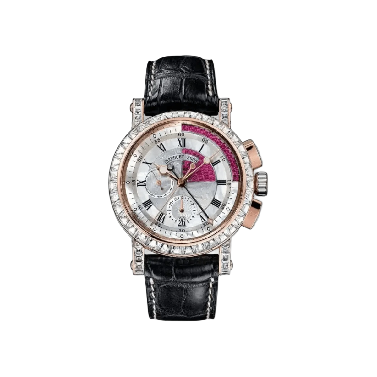 Breguet Marine 5829BR/8R/9ZU.DD0D Chronograph 18K Rose Gold Diamond & Ruby Accents 42mm Mens Watch