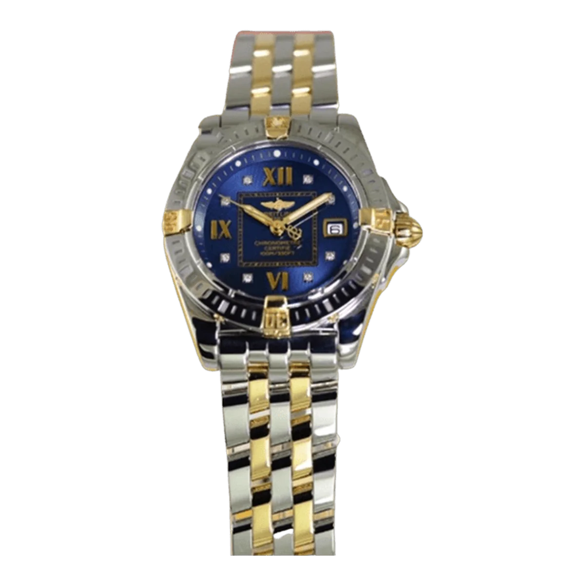 Breitling Cockpit Lady 32Mm 18K Yellow Gold & Blue Dial With Diamond Hour Markers Ladies Watch