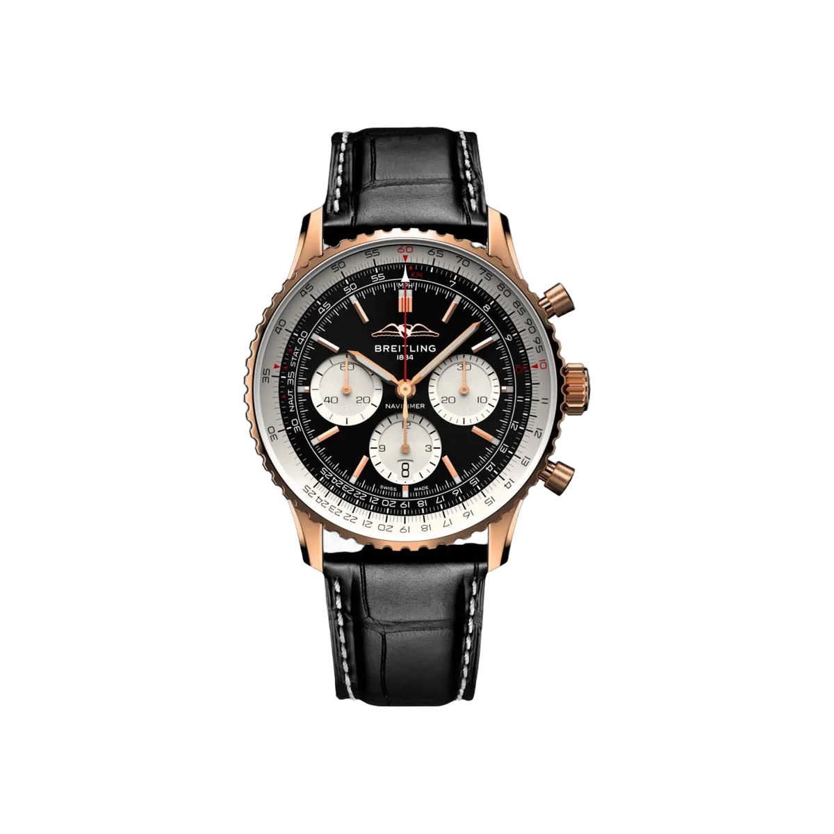 Breitling Navitimer B01 RB0138211B1P1 Rose Gold 43mm Black Dial Men's Watch