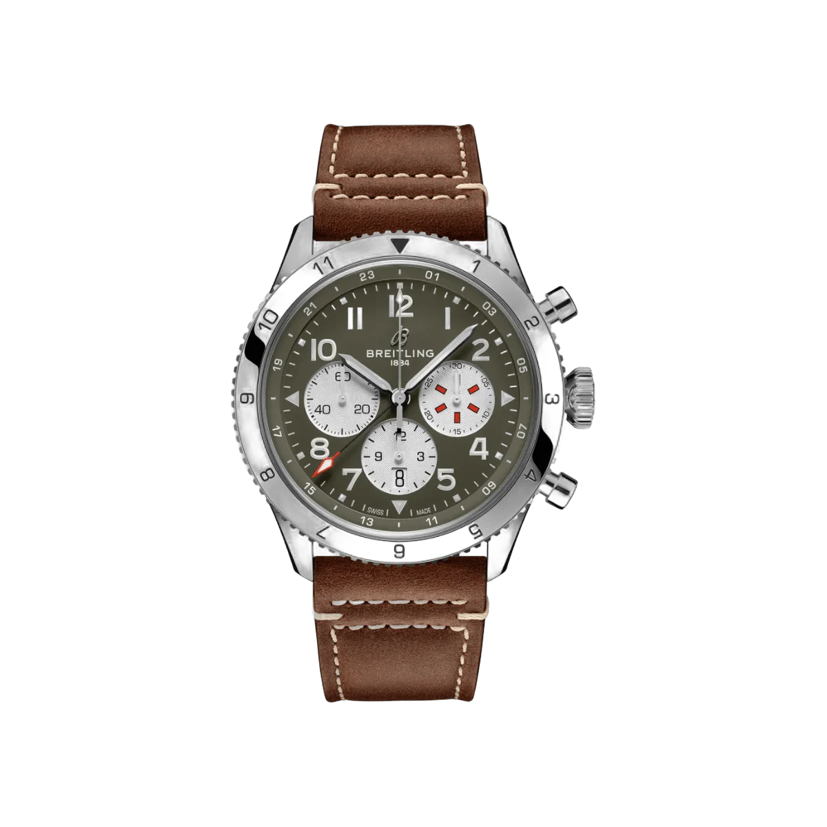 Breitling Super AVI B04 Chronograph AB04452A1L1X1 GMT Curtiss Warhawk 46mm Green Dial Mens Watch