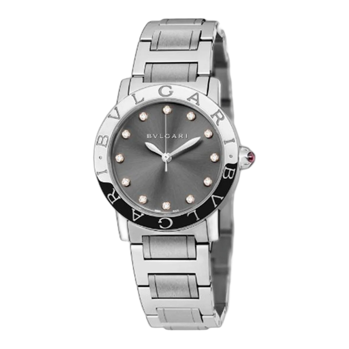 Bvlgari 33Mm Stainless Steel Anthracite Dial Steel Bracelet Ladies Watch
