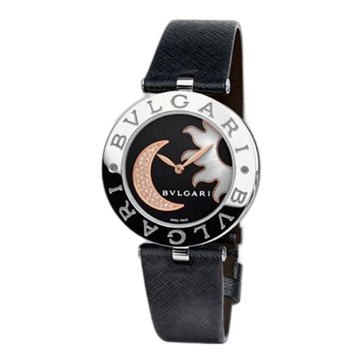 Bvlgari B.Zero1 Black Dial With Sun And Moon Diamond Inlay Motif Ladies Watch