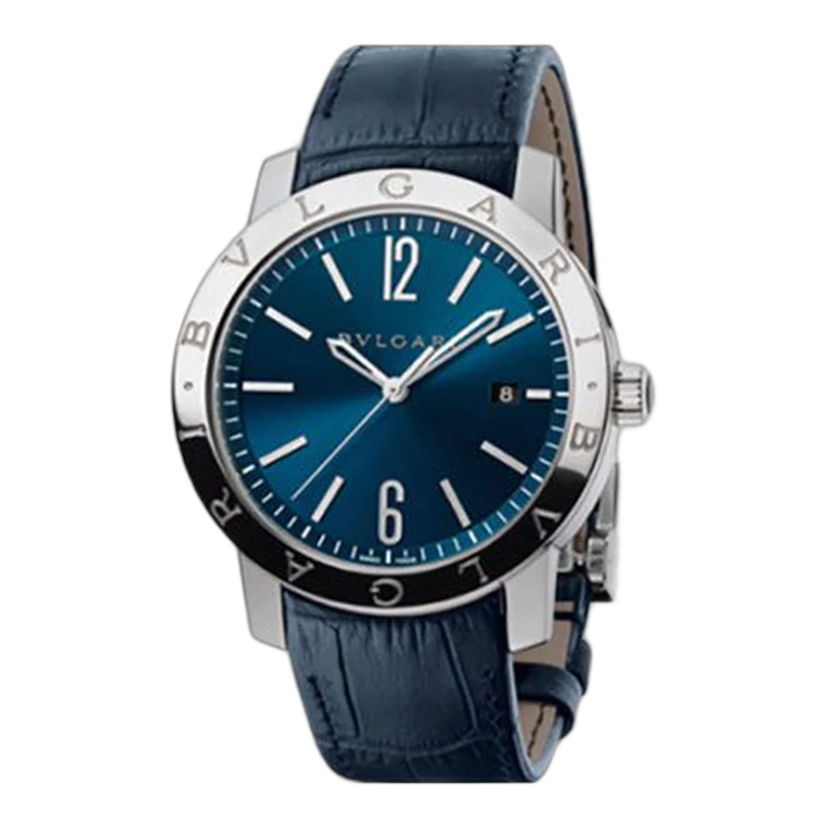 Bvlgari Bvlgari Solo Tempo Watch 41Mm Stainless Blue Dial Blue Strap Steel Bracelet Ref. Bb41C3Sld