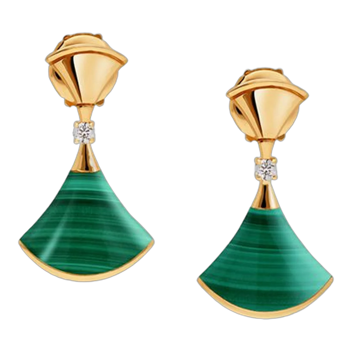 Bvlgari ‘Diva’S Dream Earrings’ In 18Kt Yellow Gold Set With Malachite And Round Brilliant-Cut Diamonds