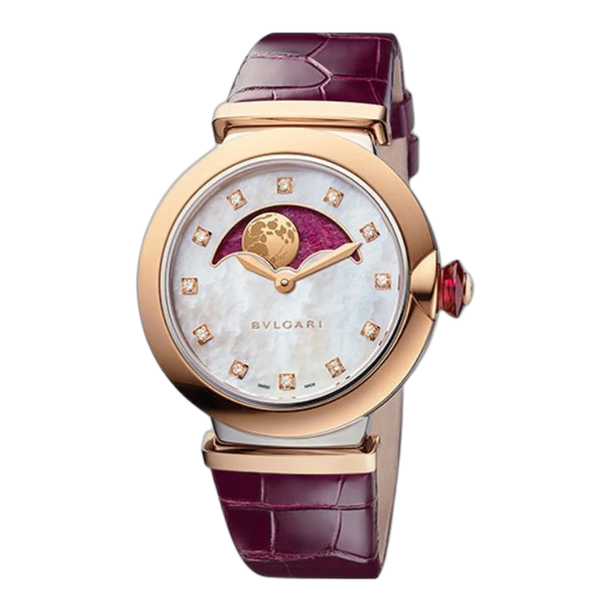 Bvlgari Lvcea 36Mm Stainless Steel Heart Of Ruby Dial Ladies Watch