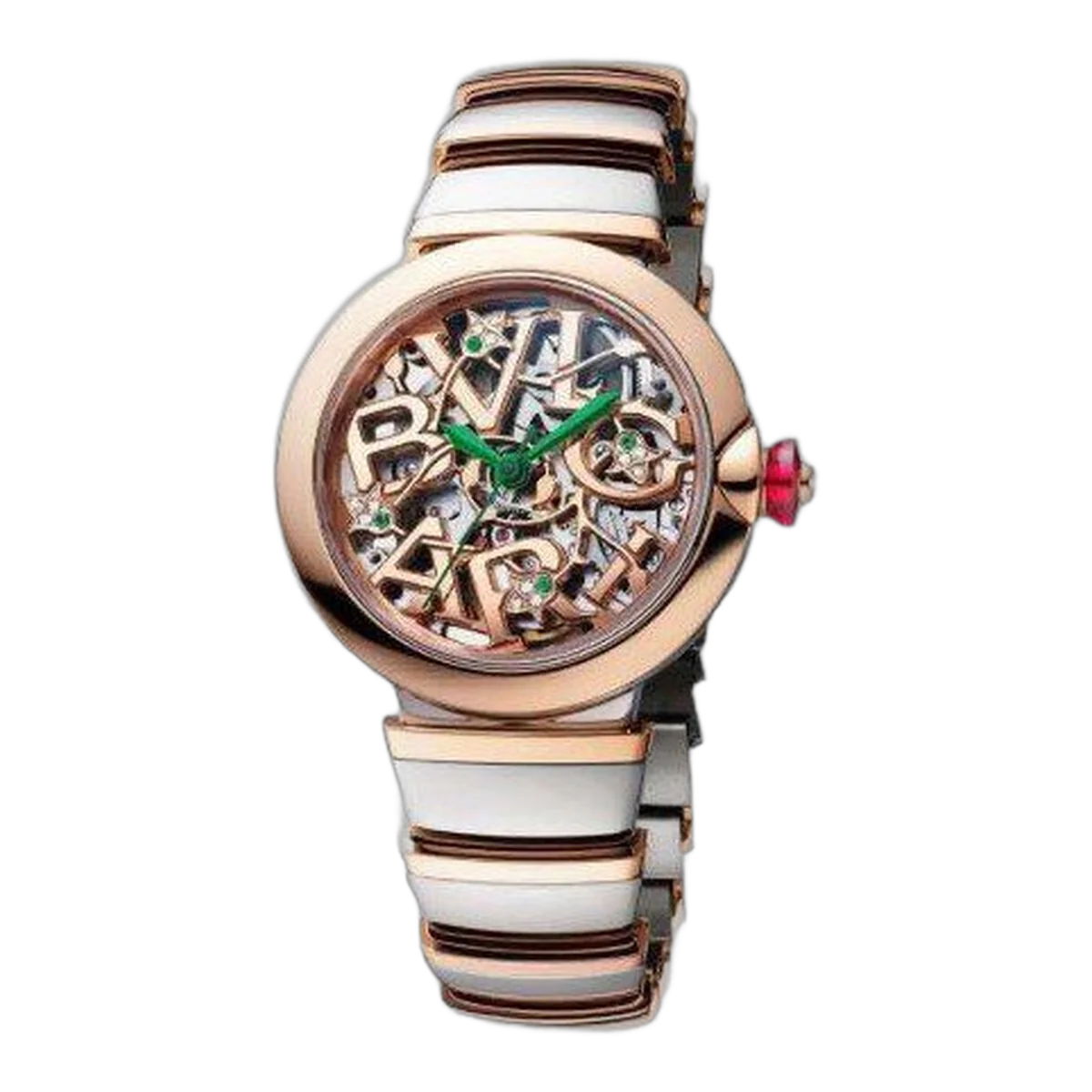 Bvlgari Lvcea Skeleton 33Mm Stainless Steel/18Kt Rose Gold Ladies Watch