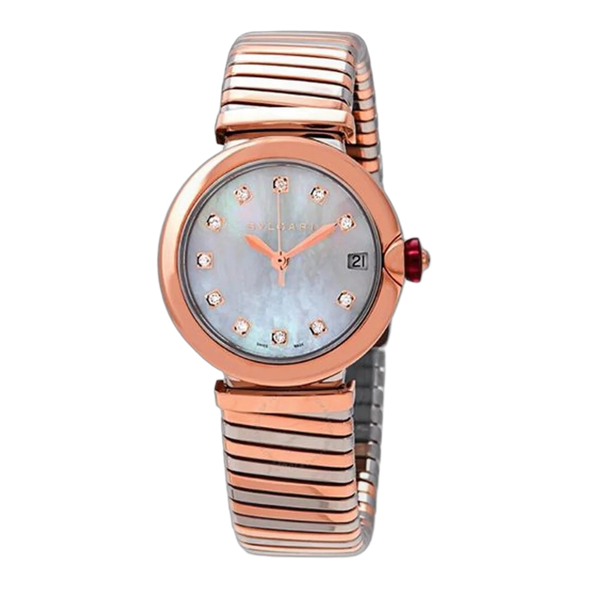 Bvlgari Lvcea Tubogas Mother Of Pearl Diamond Dial 33Mm Ladies Watch