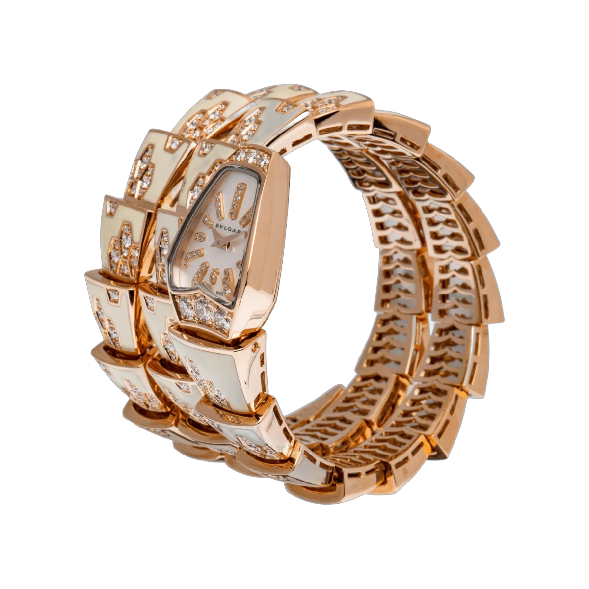 Bvlgari Serpenti 101985 Rose Gold Enamel Double Twirl Scagllie Bracelet MOP Dial – additional product photo 4