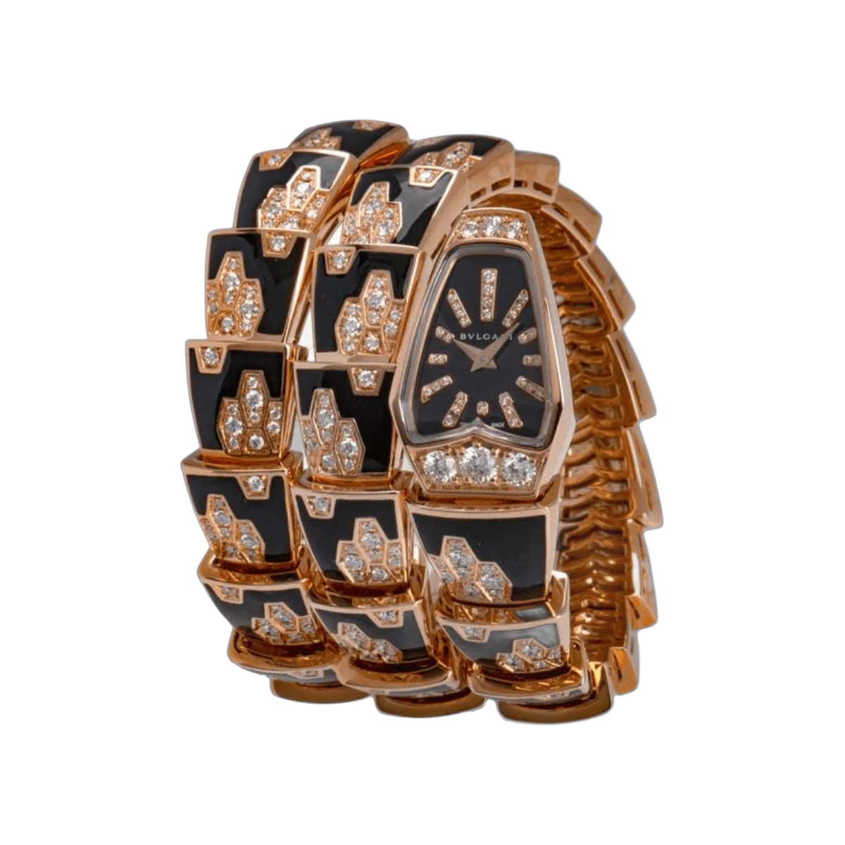 Bvlgari Serpenti 101986 18k Rose Gold Black Dial