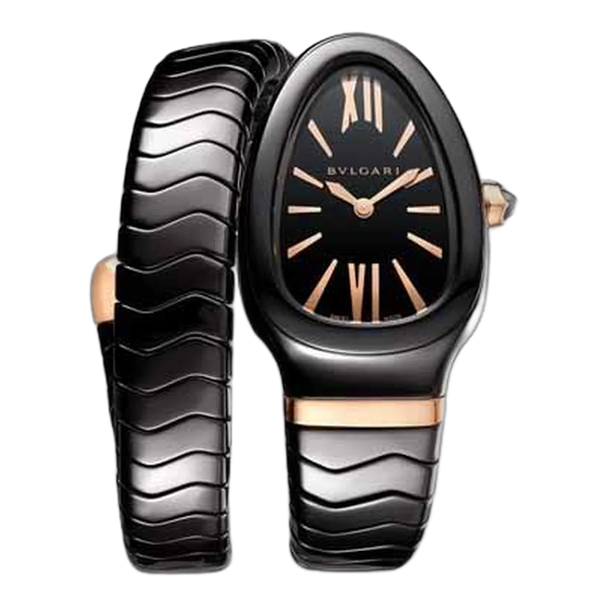 Bvlgari Serpenti Spiga 35Mm Black Ceramic Single Spiral Ladies Watch