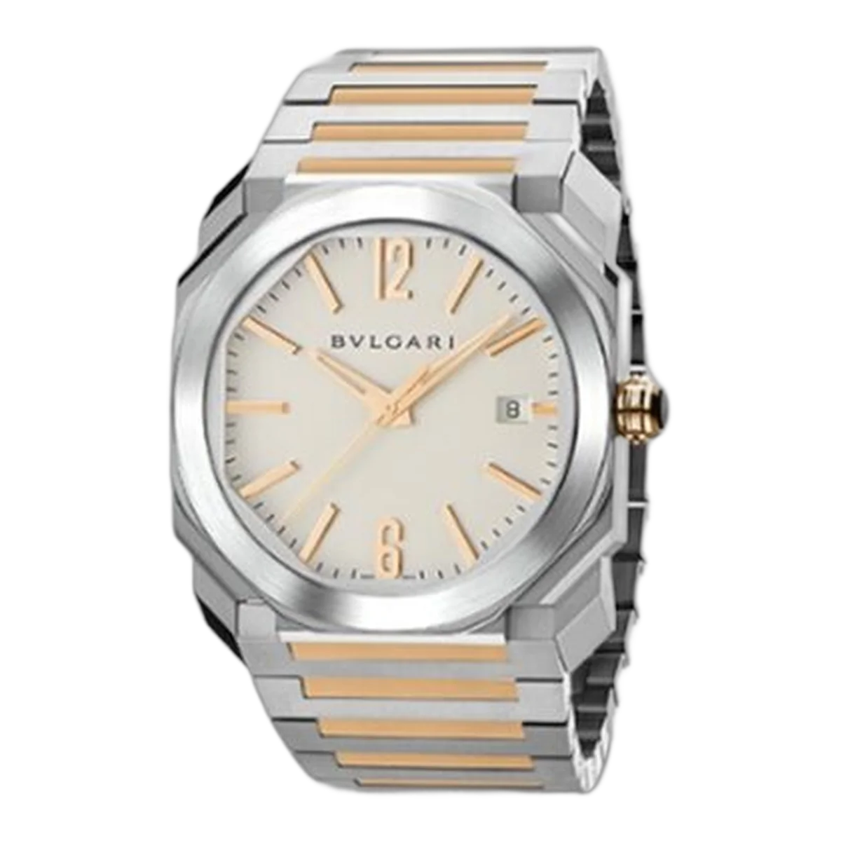Bvlgari Solotempo Two Tone Silver Dial 38Mm Men's Watch
