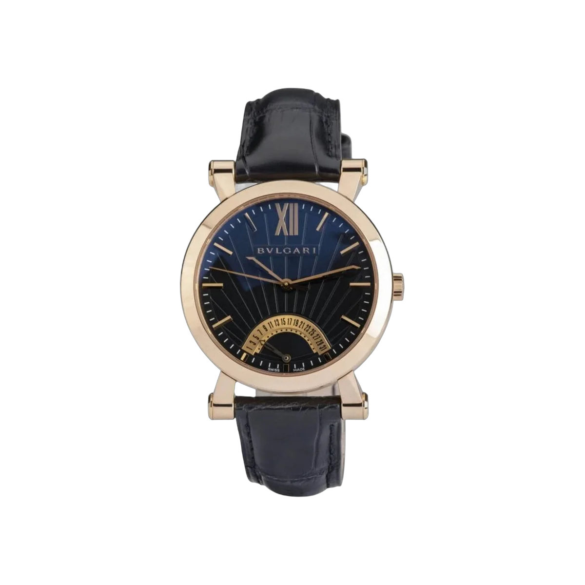 Bvlgari Sotirio Retrograde 101705 Rose Gold 42mm Black Sunburst Dial Men's Watch