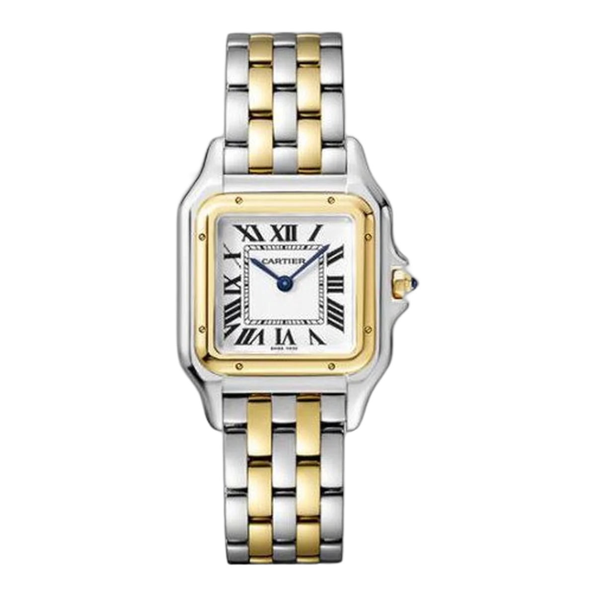 Cartier Panthere De Cartier W2Pn0007 White Roman Dial Medium 27Mm 18K Yellow Gold & Steel Ladies Watch