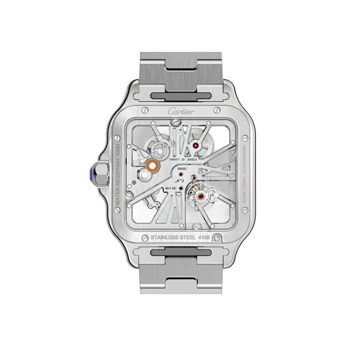 Cartier Santos De Cartier WHSA0015 Stainless Steel 39.7mm Skeleton Dial Men's Watch – additional product photo 2
